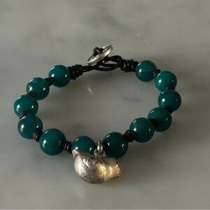 Fossil Silver and Teal Beaded Bracelet
